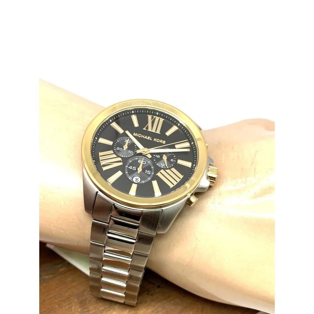 Michael Kors Men's Watch MK8880 Quartz Chronograph Black Dial Two Tone Steel